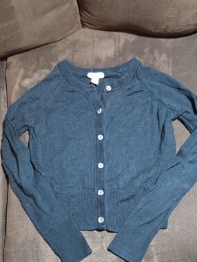 Girls Cat And Jack Black Button-Up Knit Cardigan Sweater Size M8